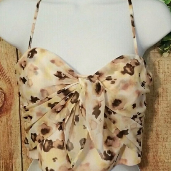 Gianni Bini Rhubarb Cream Southern Dreams Front Tie Crop Top - Picture 6 of 6